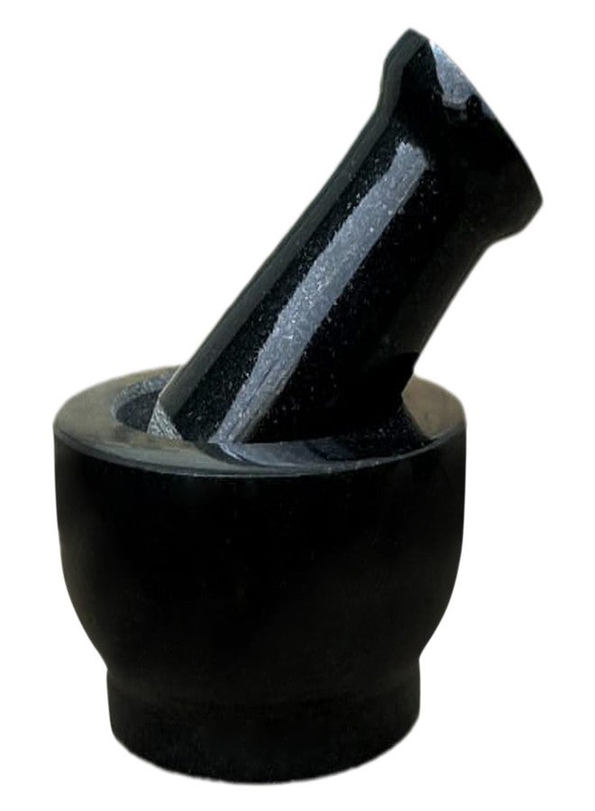 EZAHK Stone Mortar and Pestle Set for Spices, Okhli Masher, Khalbatta, Kharal, Mixer, Natural & Traditional Grinder (4 inch) - Pack of 1 - Image 1